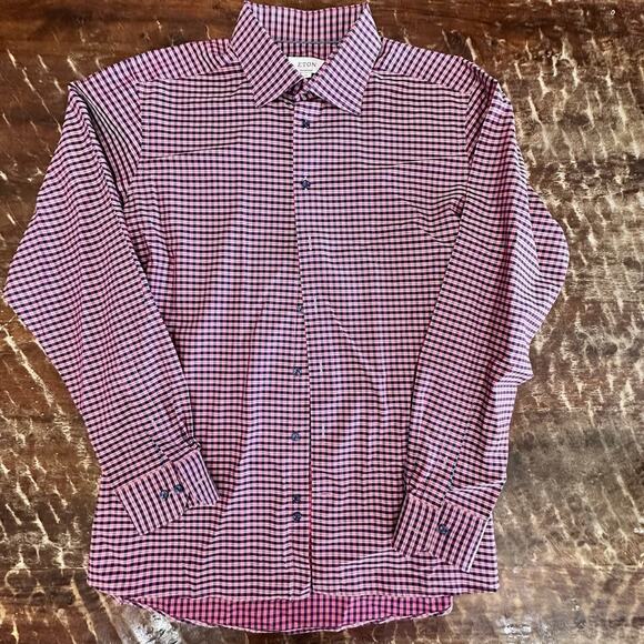 Eton Dress Shirt Mens 18 46 (2XL) Contemporary Fit Multicolor Check Casual - Picture 1 of 11
